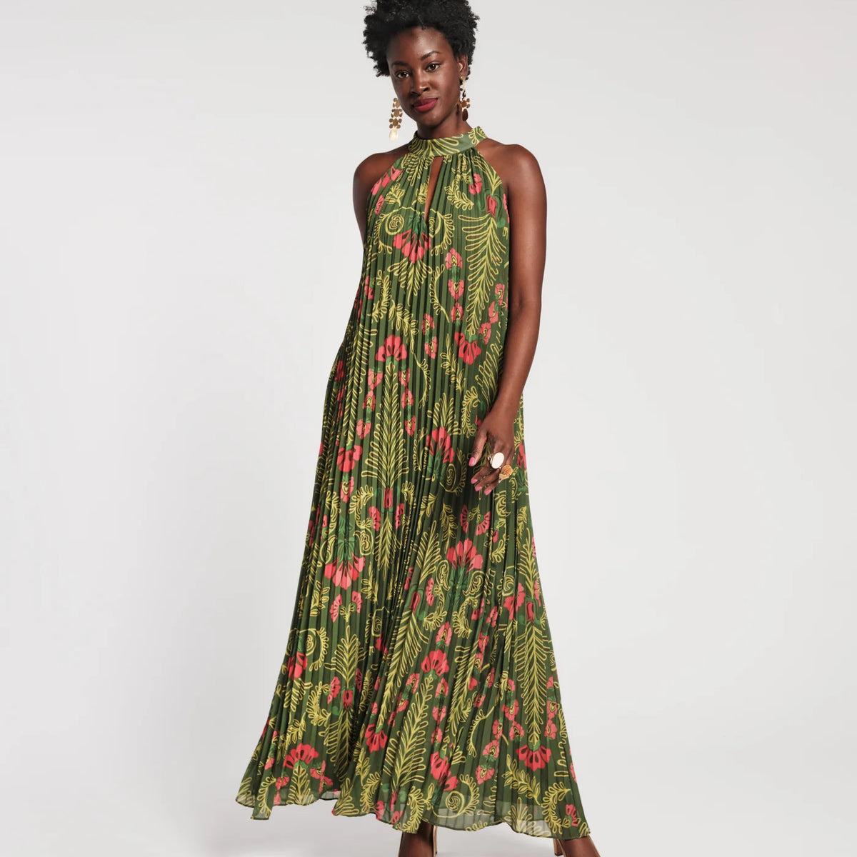 pleated maxi dress green Frances Valentine Slim Canopy Green, Canopy / XS springfling
