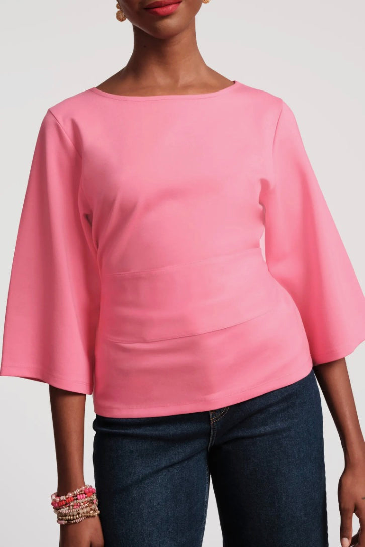 Frances Valentine Whitney Wrap Top Solid Pink Glasscock