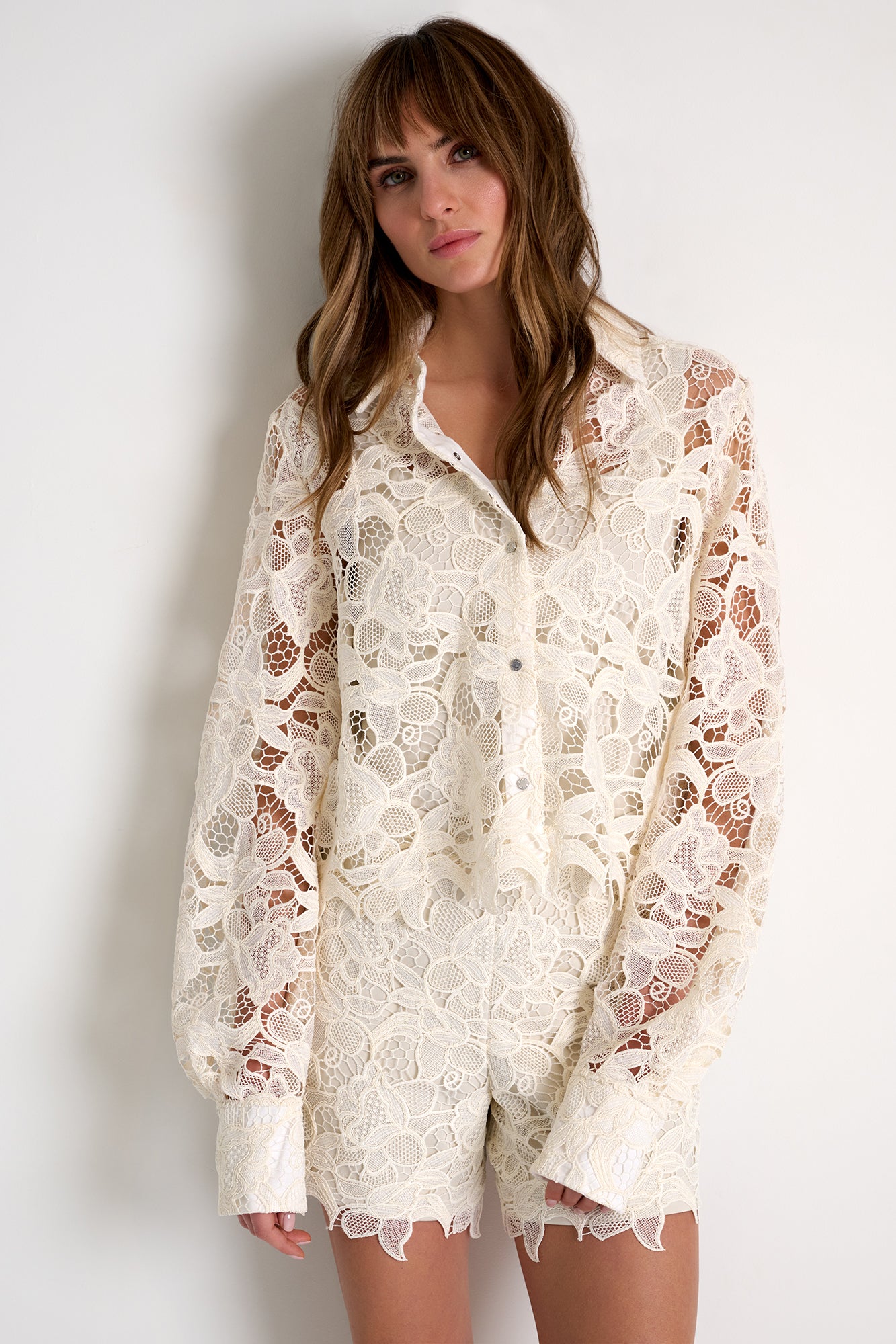 Shan Naomi Floral Guipure Lace Blouse in Cream Glasscock Boutique