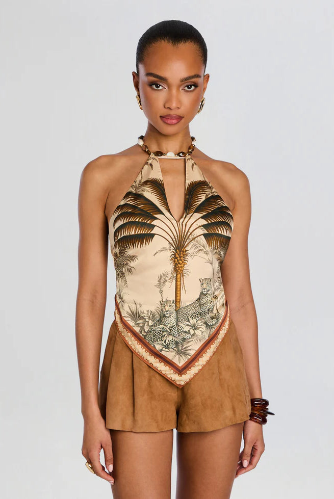 Retrofete Zaphira Top In Ochre Palm Glasscock Boutique
