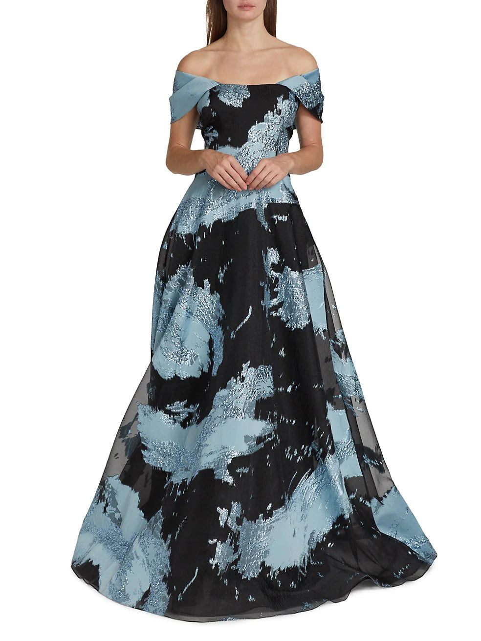 Teri Jon Organza Jacquard Ball gown Glasscock Boutique