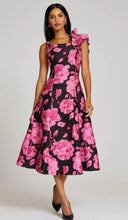 Load image into Gallery viewer, Teri Jon 226206 Jacquard Dress with Shoulder Floral Detail
