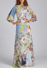 Load image into Gallery viewer, Teri Jon - Patchwork Print Pleated Maxi Gown
