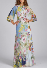 Load image into Gallery viewer, Teri Jon - Patchwork Print Pleated Maxi Gown