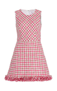Carolina Herrera - Fringe Hem Cotton-Blend Tweed Mini Dress