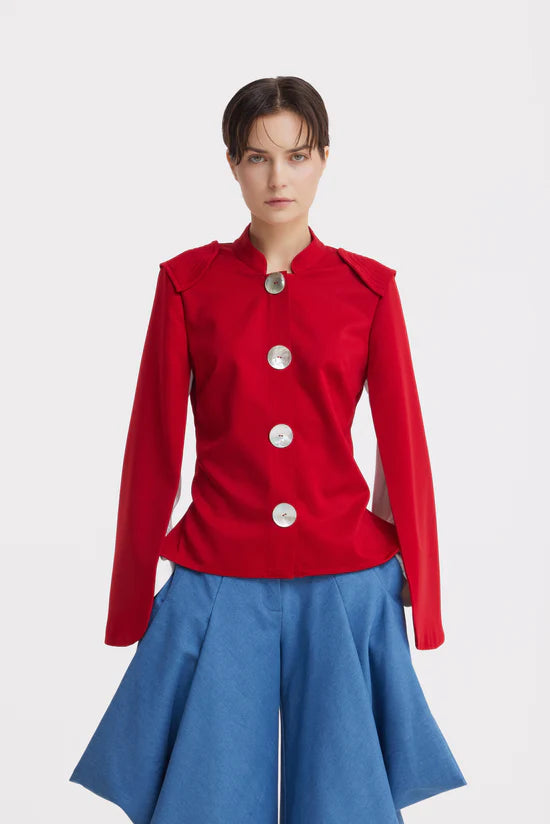 Julia Allert Tailored Structured Cape Blazer Glasscock Boutique