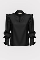 Julia Allert Designer Blouse With Bishop Sleeve & Stand Collar Glasscock Boutique