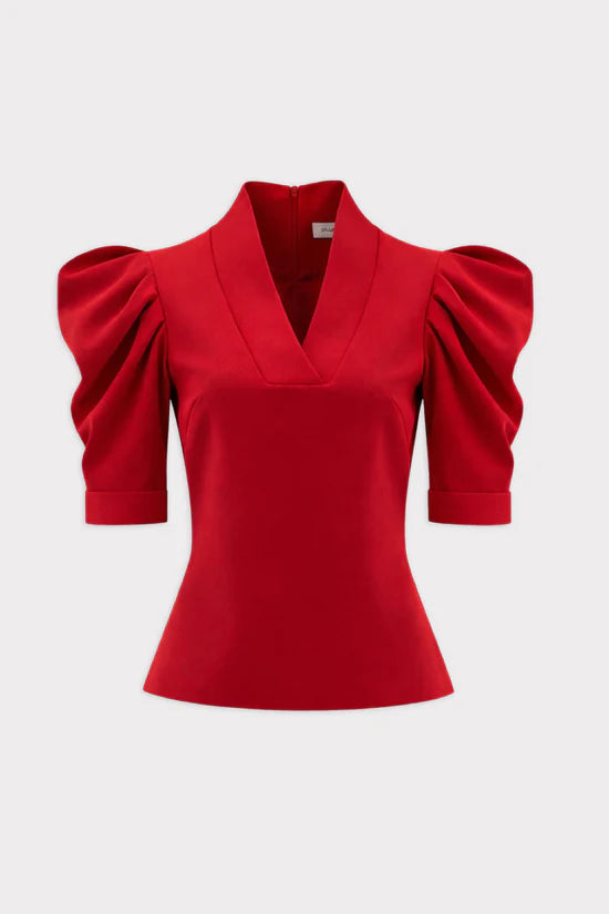 Julia Allert V-Neck Puff Sleeve Top Glasscock Boutique