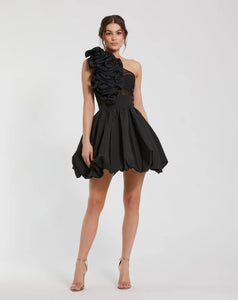 Ieena For Mac Duggal Black Mini Bubble Hem Dress