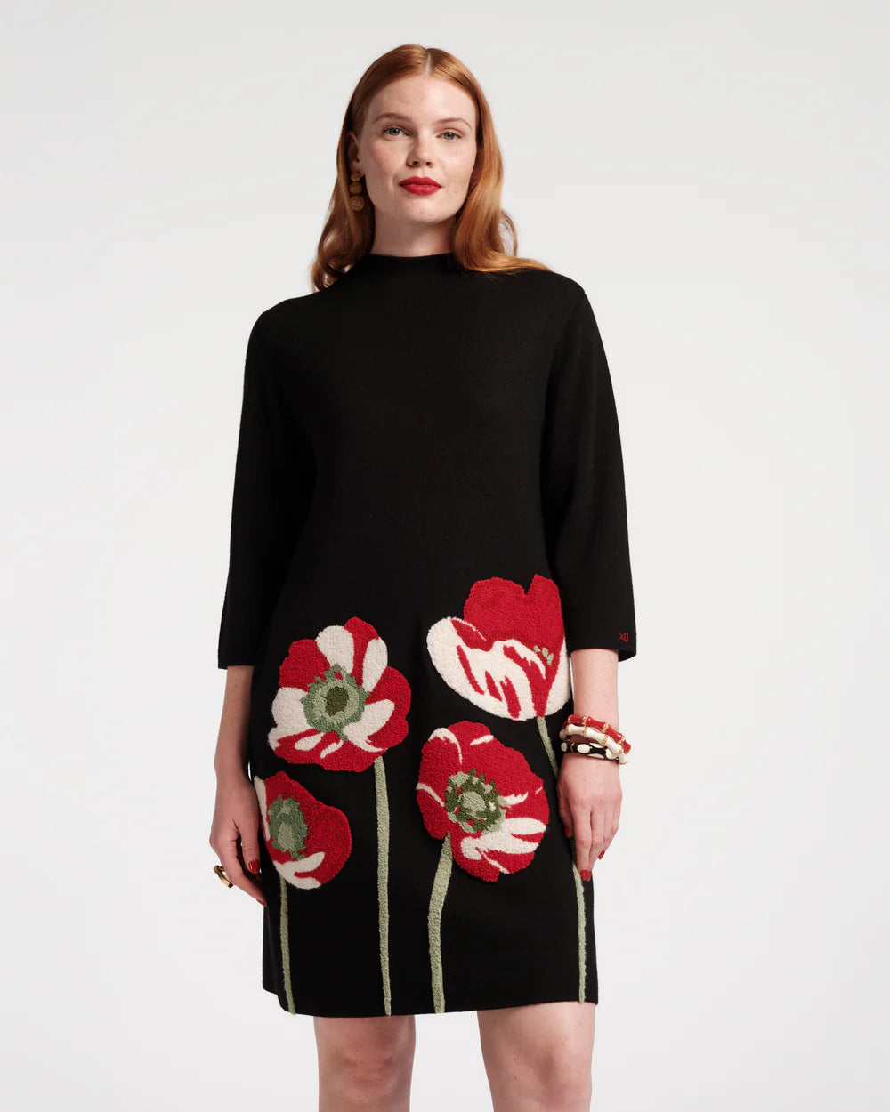 Frances Valentine Annie Dresss With Embroidered Flowers