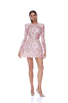 Bronx and Banco Capri Sequin Aurelia Blush Long Sleeve Mini Dress Glasscock
