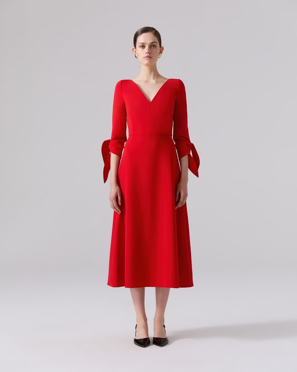 Carolina Herrera Tie Sleeve Midi Dress Carolina Herrera Tie Sleeve Midi Dress