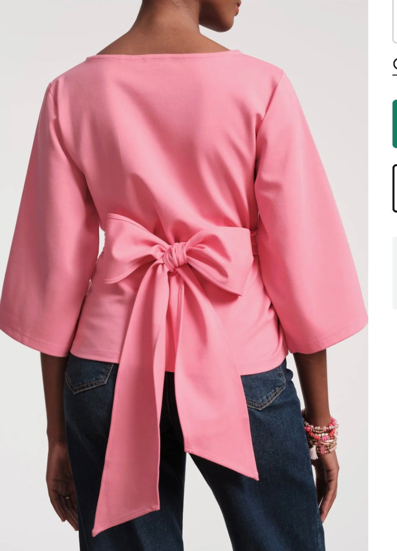 Frances Valentine Whitney Wrap Top Solid Pink Glasscock