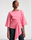 Frances Valentine Whitney Wrap Top Solid Pink Glasscock