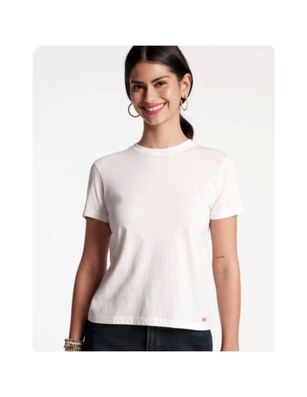 Frances Valentine Super Pima White Crewneck Tee Glasscock
