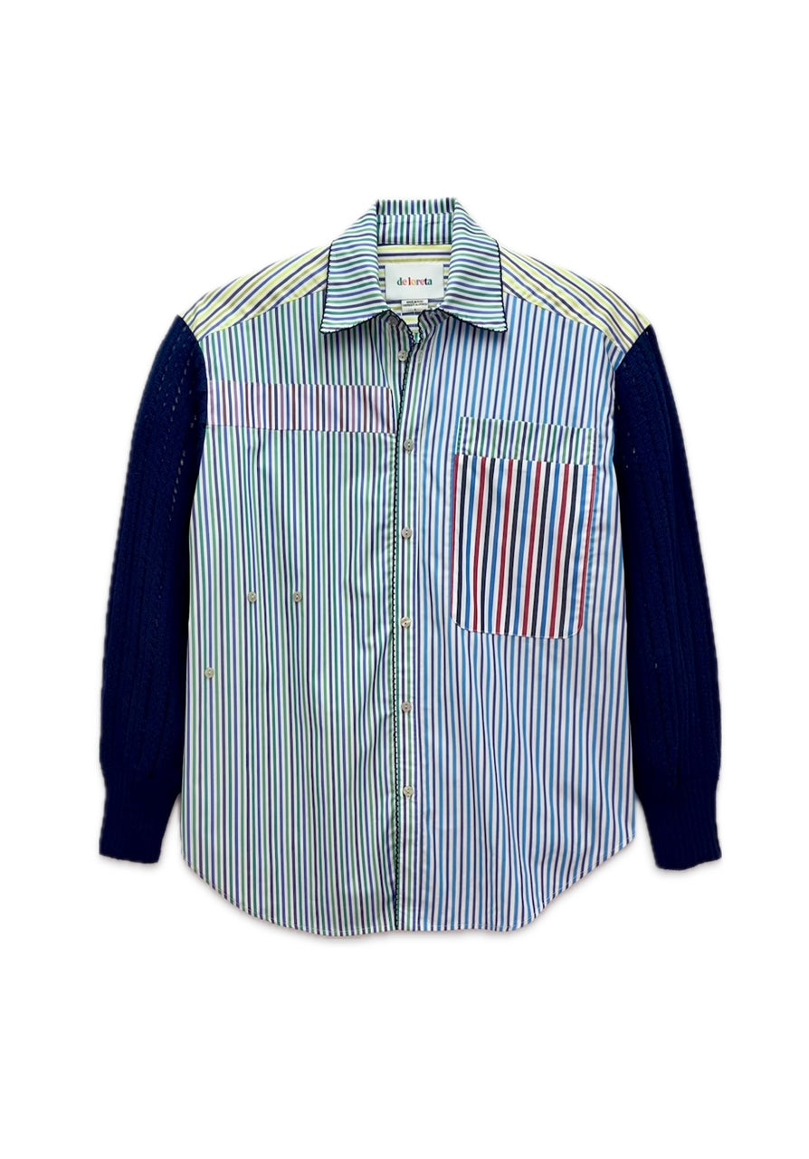 Striped shirt with navy sleeves 