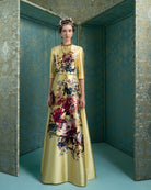 Reem Acra Yellow Floral Gown Glasscock Boutique