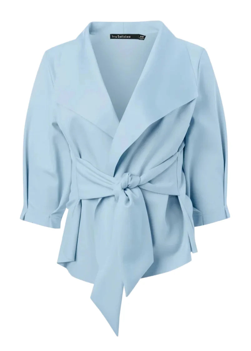 Iris Setlawke Sky Blue Raw Edge Belted Jacket Glasscock Boutique