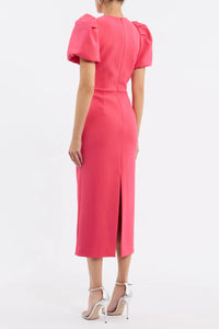 Rebecca Vallance Posey Puff Sleeve Midi Dress