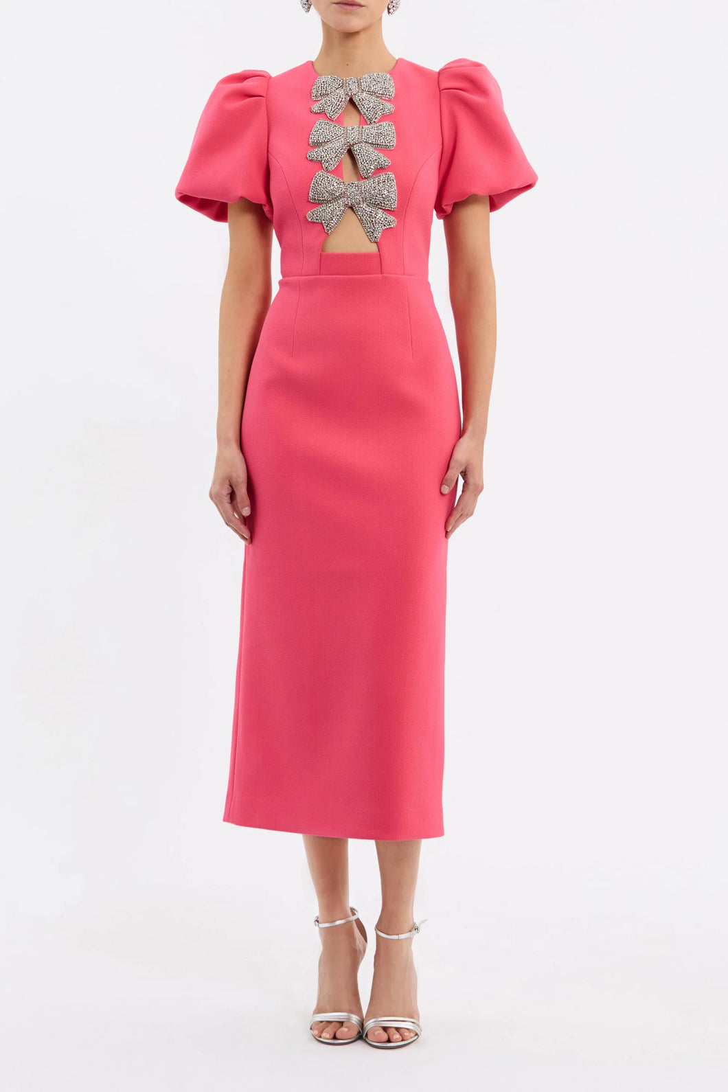 Rebecca Vallance Posey Puff Sleeve Midi Dress