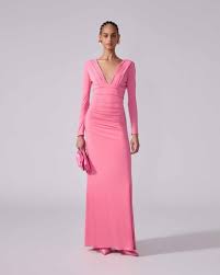 Carolina Herrera Ruched V-Neck Jersey Gown