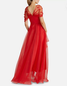 red evening gown