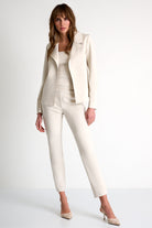 Shan Classic Short Blazer in Beige Glasscock