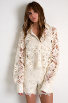Shan Naomi Floral Guipure Lace Blouse in Cream Glasscock Boutique