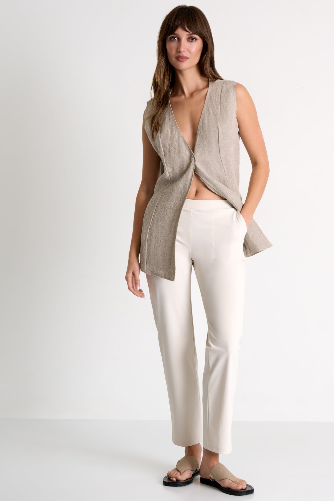 Shan Straight Fit White Trouser Glasscock Boutique