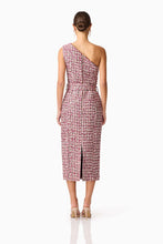 Load image into Gallery viewer, Elliatt Bianca One Shoulder Tweed Midi Dress In Red
