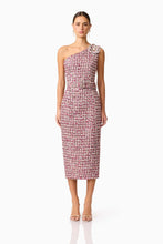 Load image into Gallery viewer, Elliatt Bianca One Shoulder Tweed Midi Dress In Red
