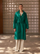 Pissenlit Classic Wrap Coat In Emerald Green Glasscock Boutique