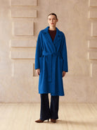 Pissenlit Classic Wrap Coat In Royal Blue Glasscock Boutique