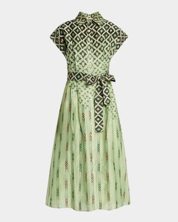 La Fuori Evelina Matcha Midi Dress