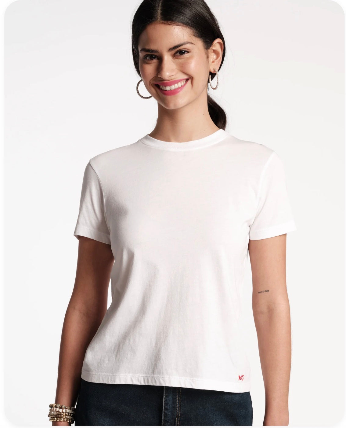 Frances Valentine White Crewneck Tee Glasscock