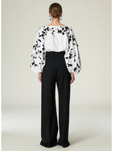 Load image into Gallery viewer, Carolina Herrera Embellished puff sleeve crewneck blouse
