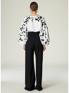 Carolina Herrera Embellished puff sleeve crewneck blouse