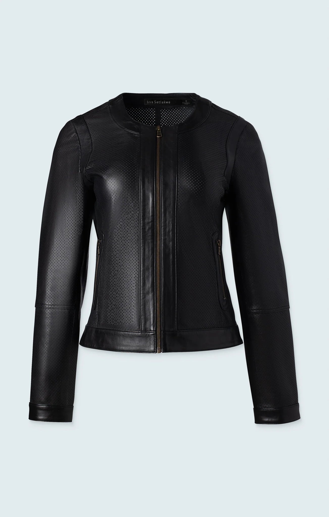 Women's perforated clearance leather motorcycle jacket