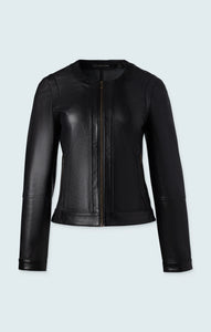 Iris Setlakwe - Perforated leather moto jacket - BONE