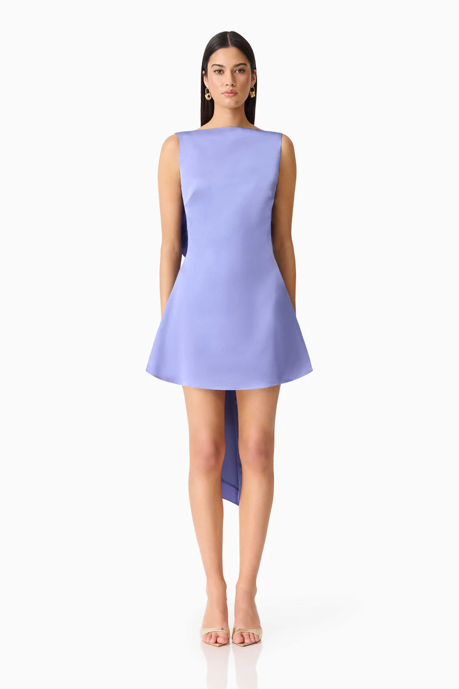 Short light purple dress with bow on the back