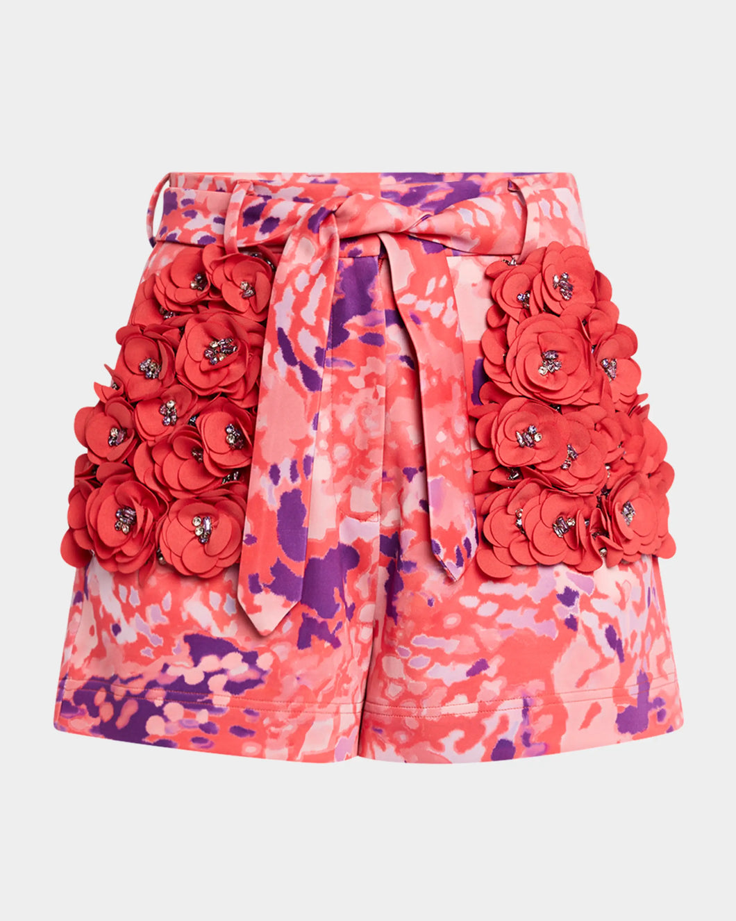 La Fuori Savanna Coral 3D Floral Shorts