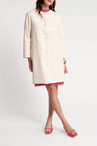 Frances Valentine Mod Faux Leather Jacket In Oyster Glasscock Boutique