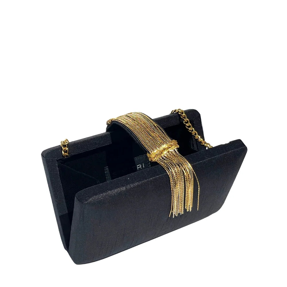 Simitri Noir Fringe Clutch Glasscock Boutique