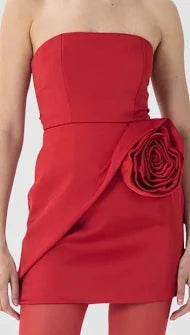 Ronny Kobo Red Rosette Dress