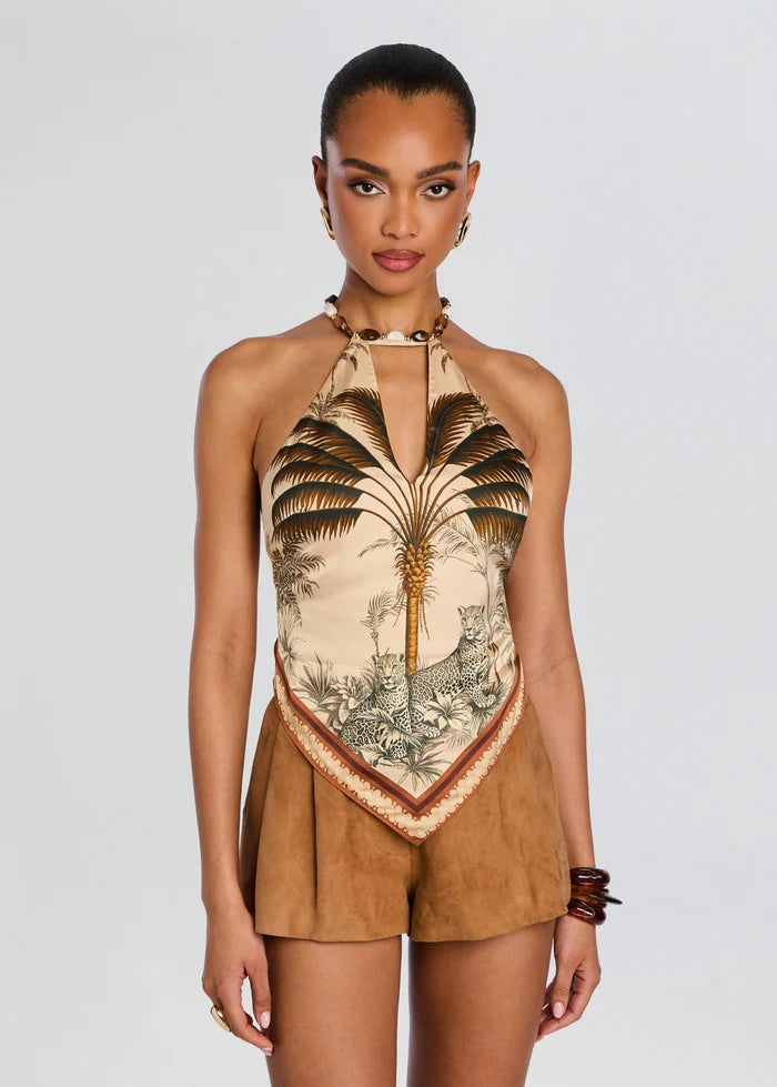 Retrofete Zaphira Top In Ochre Palm Glasscock Boutique