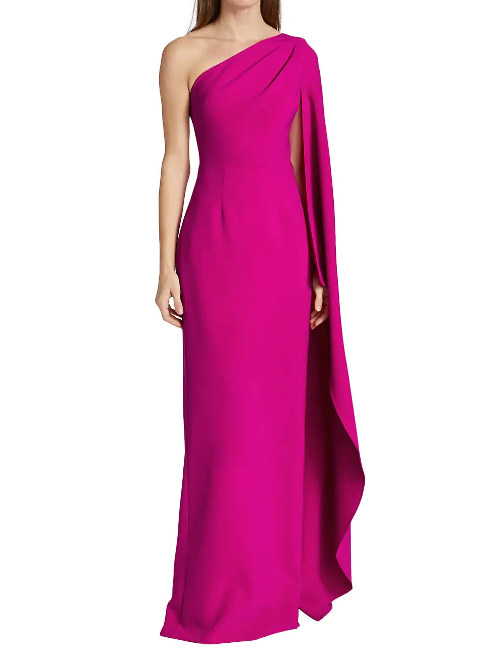 One Shoulder Crepe Gown