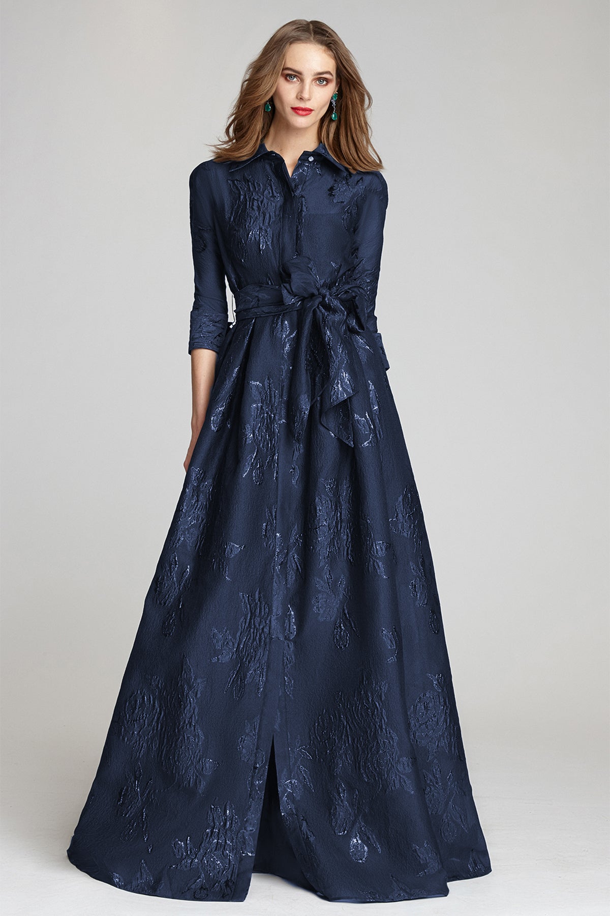 shirt dress evening gown METALLIC JACQUARD SHIRTDRESS WITH FLORAL PRINT brand Stitches Size:XS-S How to style a Dry clean only.