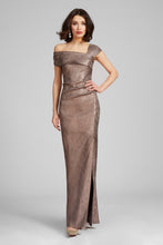 Load image into Gallery viewer, METALLIC JACQUARD ASYMMETRICAL SHOULDER GOWN
