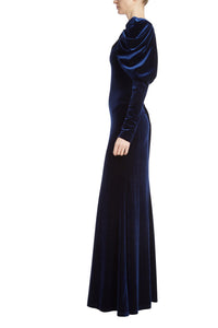 Velvet Gown with Dramatic Sleeves
