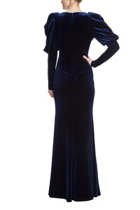 Velvet Gown with Dramatic Sleeves
